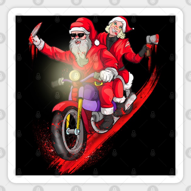 Biker Couples Mr and Mrs Santa Christmas Magnet by Trendy Black Sheep